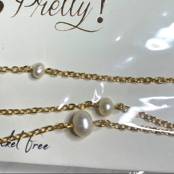 So Pretty Dainty Gold Pearl Choker Necklaces Layering Set For Women Nickel Free - Picture 3 of 7